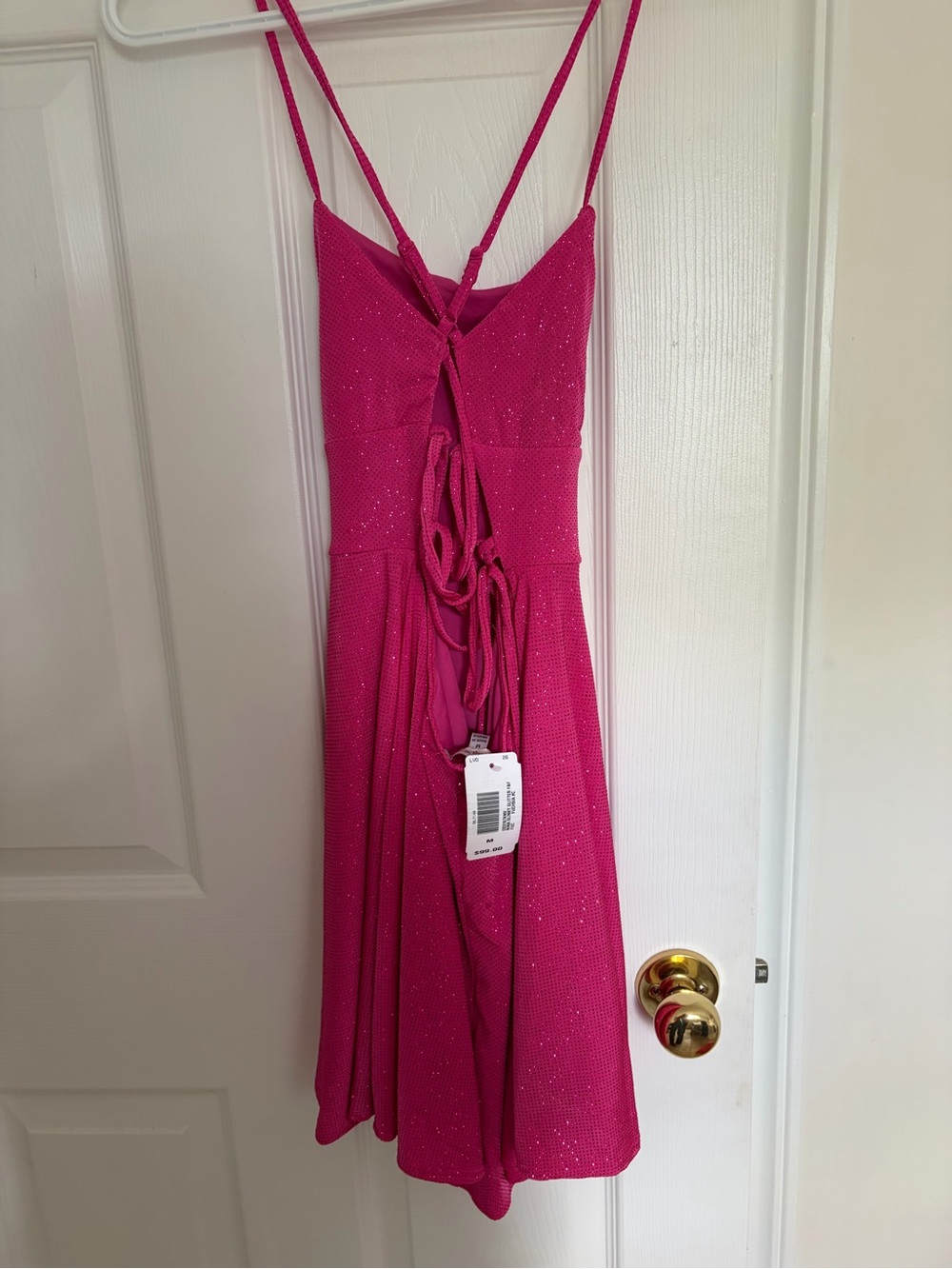 envy Hot Pink Sparkle Spaghetti Strap Dress - Picture 2 of 3